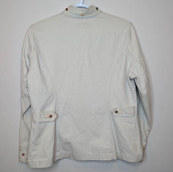 Vintage Jamaica Bay Heart Button Khaki Beige Button Down Jacket Top Women's PM - Picture 2 of 13